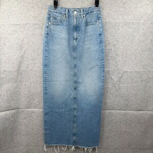 New AG Adriano Goldschmied Rani Denim 360 Maxi Skirt 26 Japan Denim Light Wash